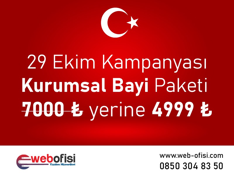 29 Ekime özel kurumsal bayi paketi kampanyası